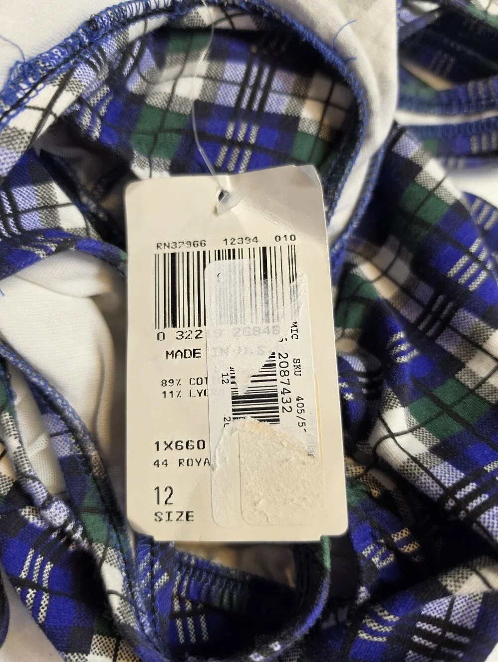 Westbound Vintage 90s Blue Tartan Plaid One-Piece Swimsuit Cotton